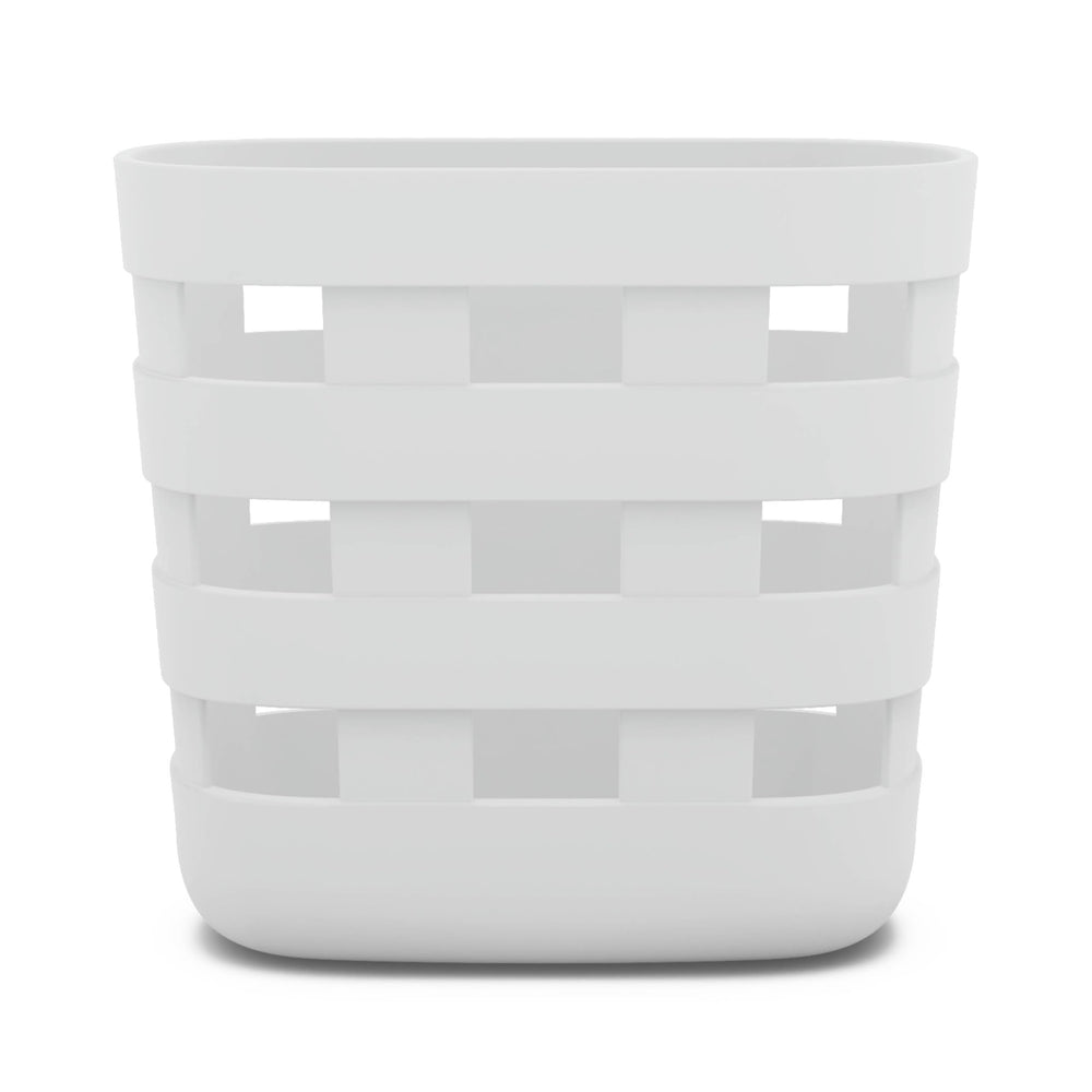 Lalo Bath Time Storage Bin Coconut front view keeps bath essentials organized and accessible.