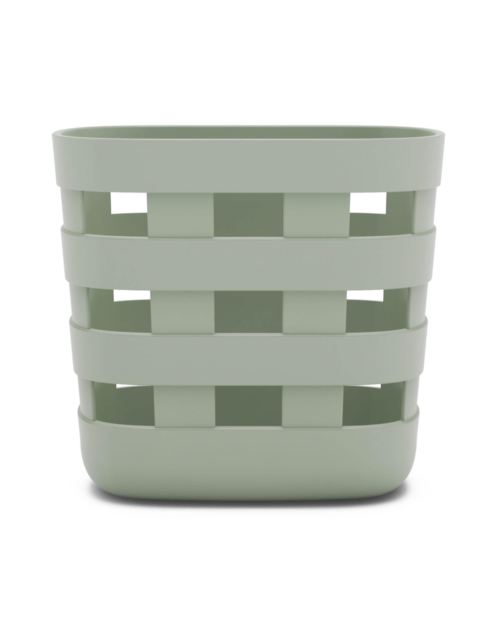 Lalo Bath Time Storage Bin Sage front view for organized bath essentials