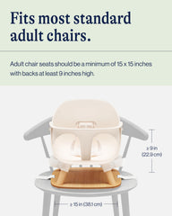 Lalo booster seat Grapefruit no-assembly design saves setup time during busy dinners.