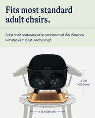 Lalo Booster Seat licorice-easy-clean surfaces simplify quick wipe-downs after meals.