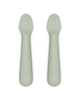 Lalo Little Spoon Set Sage ergonomic handle for tiny hands, easing self-feeding.