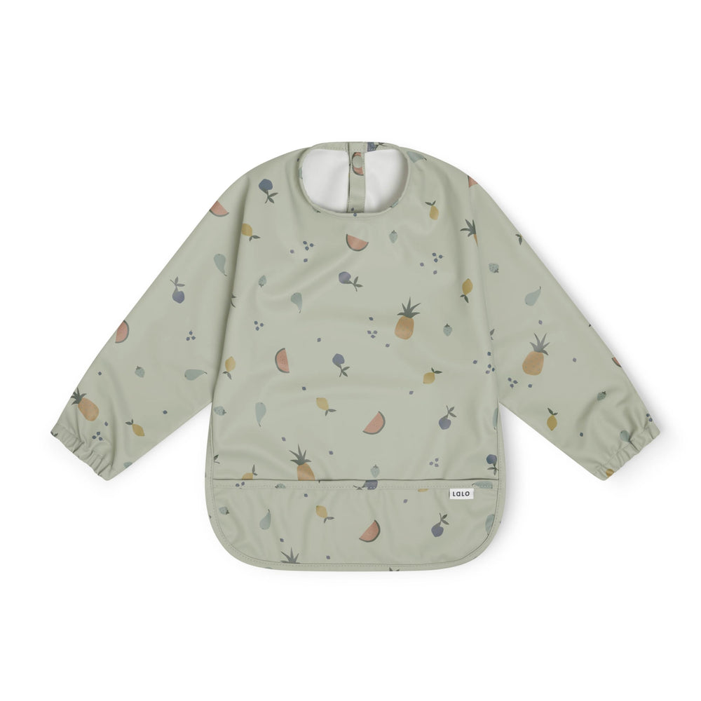 Lalo Smock Bib long-sleeve cuff close-up highlighting waterproof fabric to keep outfits clean