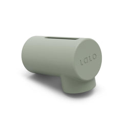 Lalo Spout Cover Sage closeup on soft silicone for safe bathtime