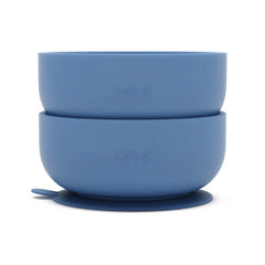 Lalo suction bowl blueberry 2-pack stacked for mess-free mealtime
