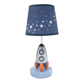 Lambs & Ivy Milky Way rocket lamp base for safe nursery lighting.