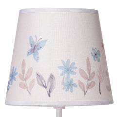 Lambs & Ivy Baby Blooms pink butterfly shade features watercolor florals for calming decor.