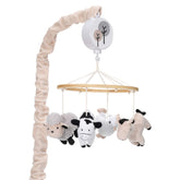 Lambs & Ivy Baby Farm Animals mobile front view for soothing bedtime routine.