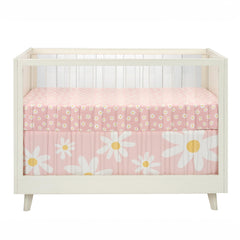 Lambs & Ivy Daisy Dreams elastic-edge fit on crib mattress.