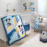 Lambs Ivy Disney Baby Forever Mickey quilt front shows vibrant colors for nursery decor
