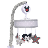 Lambs & Ivy Disney Mickey Mobile Gray with rotating figures for soothing visual stimulation.