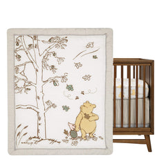 Lambs & Ivy Pooh Piglet minky appliques provide soft tactile texture during tummy time.