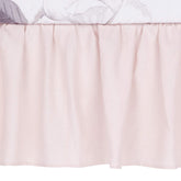 Lambs & Ivy Floral Garden pink linen crib skirt with shirred, 14.5-inch drop for a soft drape.