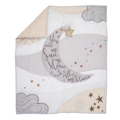 Lambs & Ivy Goodnight Moon crib skirt with pom pom detail adds texture