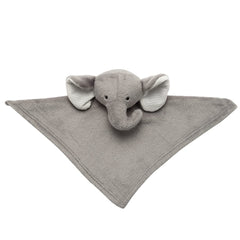 Lambs & Ivy gray elephant lovey closeup highlights white velour inner ears