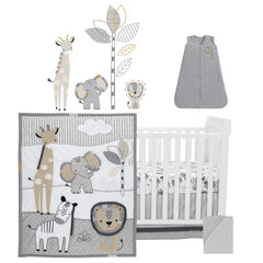 Lambs & Ivy Jungle Safari quilt embroidery detail highlights playful animal theme