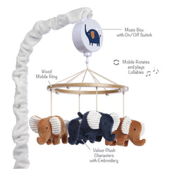 Lambs & Ivy musical mobile offers 20-minute lullabies to soothe baby.