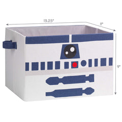 Lambs & Ivy R2D2 bin side handles enable easy transport around playroom.