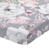 Lambs & Ivy Signature Botanical crib sheet closeup print for soft, breathable sleep.