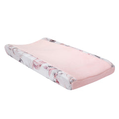 Lambs & Ivy Signature Botanical pink gray minky changing pad cover for cozy diaper changes