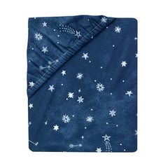 Lambs and Ivy Sky Rocket elastic edge keeps a secure fit on standard crib mattresses