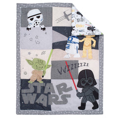 Lambs & Ivy Star Wars fitted sheet with elastic around edge for secure crib fit