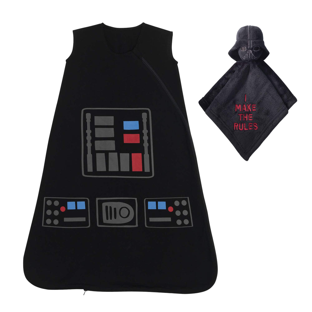 Lambs and Ivy Darth Vader wearable blanket front panel print for cozy baby sleep