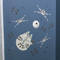 Lambs & Ivy Star Wars Tie Fighter decal sparks galactic battles and bedtime storytelling.