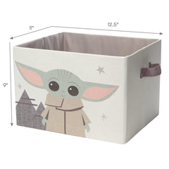 Lambs & Ivy Grogu bin cotton canvas with gray lining