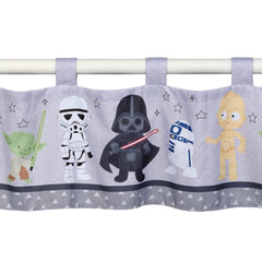 Lambs & Ivy Star Wars valance with Darth Vader enhances bedtime scenes and imaginative play.
