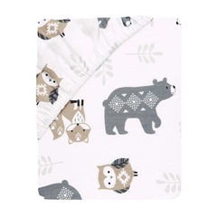 Lambs & Ivy Woodland Forest design features an adorable woodland print on a soft crib sheet.