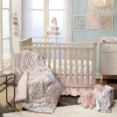 Lambs Ivy Baby Blooms elastic-edge fitted sheet on standard 28x52 crib mattress