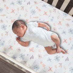 Lambs Ivy Baby Blooms watercolor mushrooms close-up highlights soft cotton texture