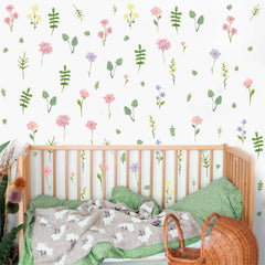 Lamkidle three-sheets flower decal offering versatile nursery wall styling with vibrant florals.