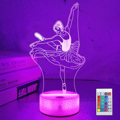 Lampeez Ballet 3D illusion panel shows dancer silhouette when lit for magical bedtime ambiance.