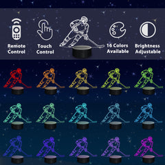 Lampeez Ice Hockey 3D Night Light acrylic panel shows vivid 3D illusion.