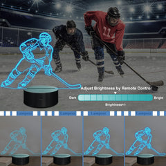 Lampeez Ice Hockey 3D Night Light remote lets you adjust colors and brightness.