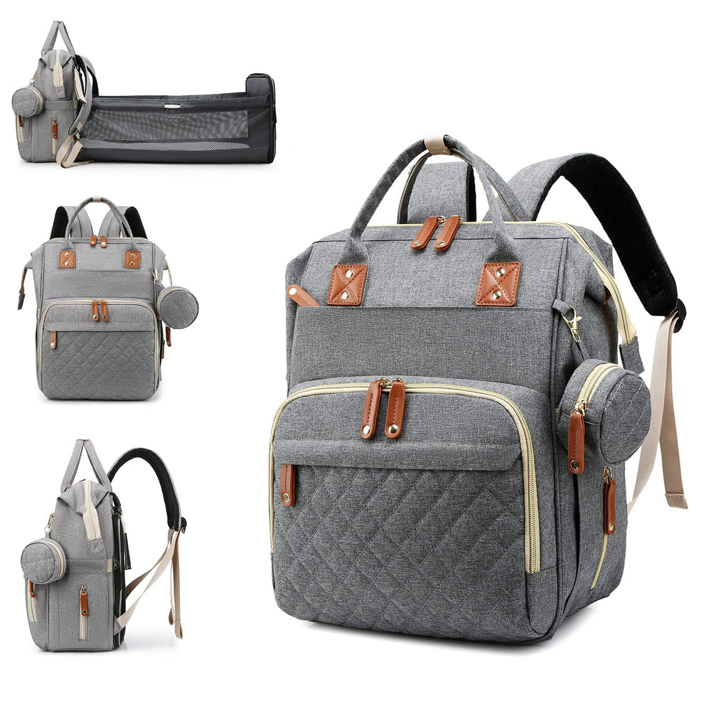 Lamroro diaper bag with changing station enables clean, on-the-go diaper changes.
