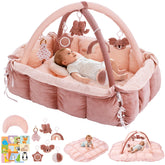 Lanabuna 5-in-1 baby play gym open setup encourages tummy time and sensory exploration.