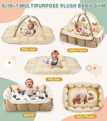 Lanabuna play gym with 6 detachable toys promotes grasping and visual tracking