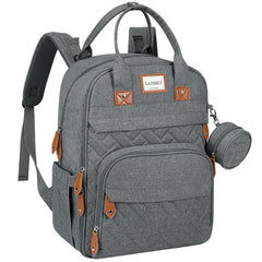 LANDICI diaper bag backpack front view highlights spacious compartments for organized on-the-go essentials