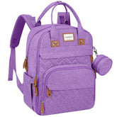 LANDICI diaper bag backpack lavender front view showing organized storage for parents
