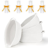 LANDNEOO small woven basket front view for nursery organization with soft cotton rope