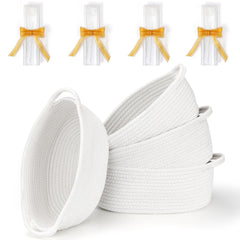 LANDNEOO small woven basket front view for nursery organization with soft cotton rope