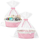 LANDNEOO woven basket pink pack close-up highlights soft organic cotton rope for nursery storage.