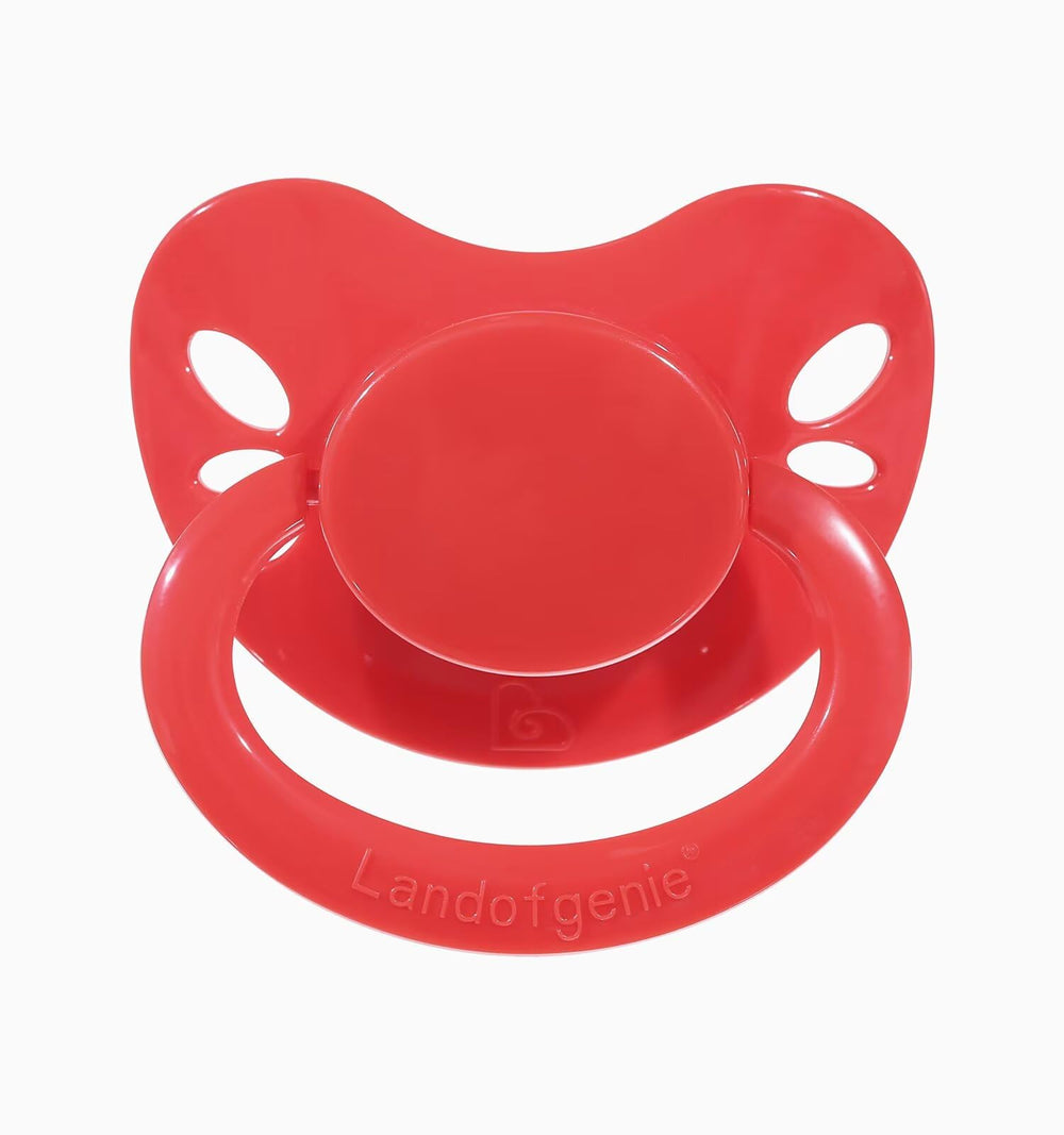Landofgenie adult pacifier red butterfly head close-up for soothing feel