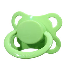 Landofgenie adult-size large shield pacifier green; comfortable mouth fit.
