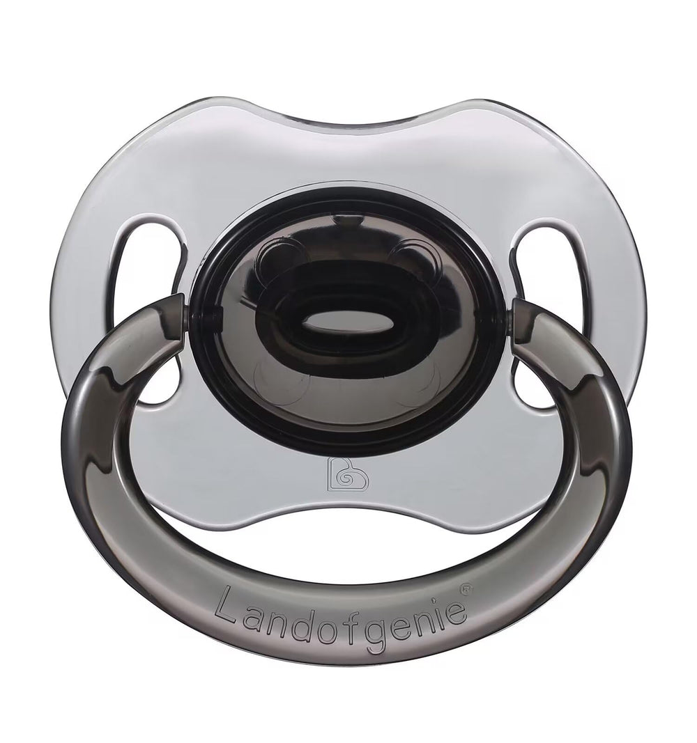 Landofgenie large shield pacifier front view showcases bone design for adult comfort.