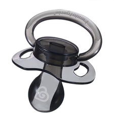 Landofgenie pacifier shield logo detail draws attention to branding and quality.
