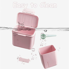 LANEYLI formula dispenser pink airtight seals help keep powder dry during travel.