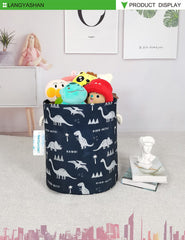 LANGYASHAN canvas laundry hamper blue dinosaur for kids room organization.